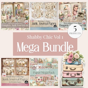 Shabby Chic Spring Junk Journal Mega Bundle, Floral Ephemera (Digital Download)