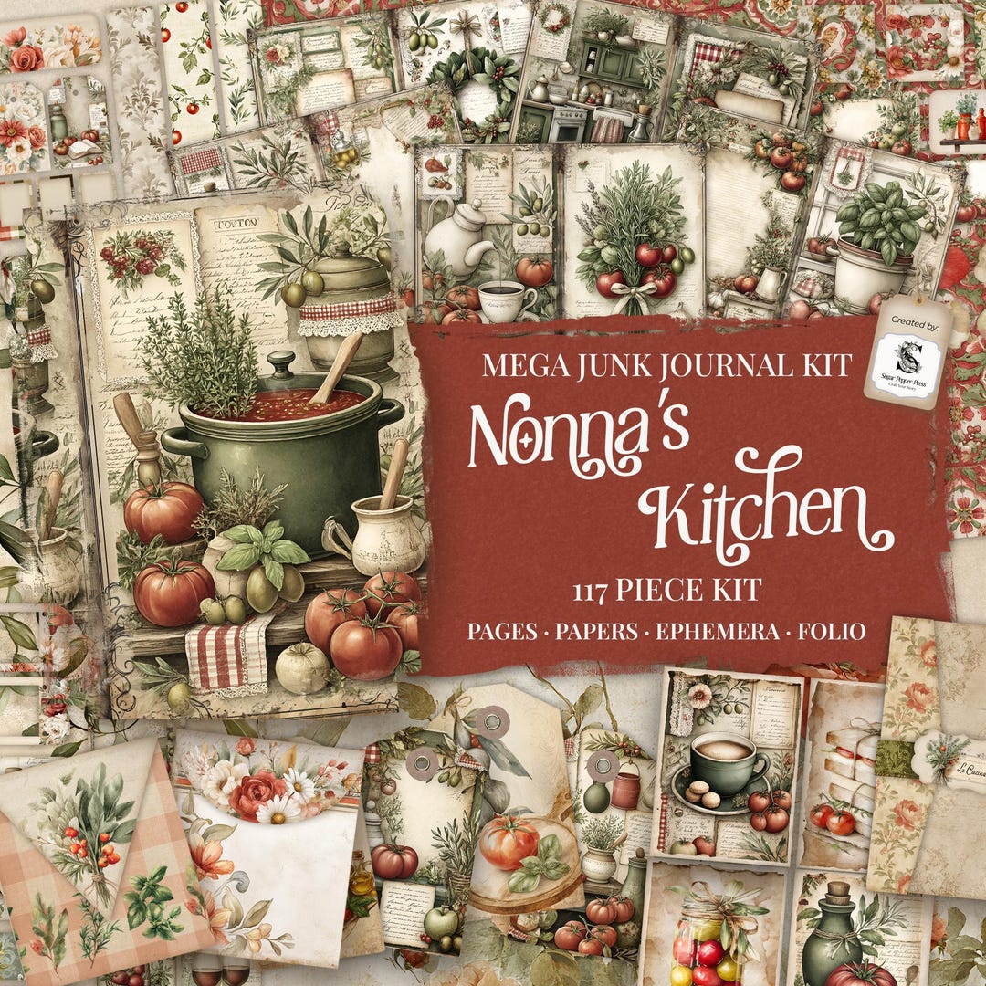 Nonna's Kitchen Junk Journal Kit | Vintage Italian Recipe Ephemera ...