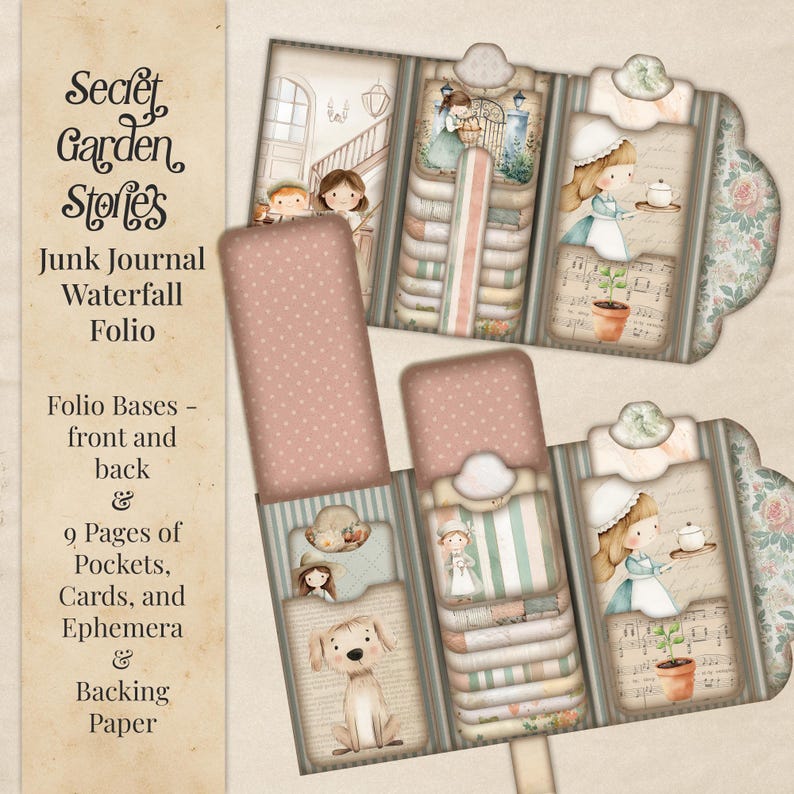 Secret Garden Junk Journal Kit: Printable Waterfall Folio (JPG, PDF ...