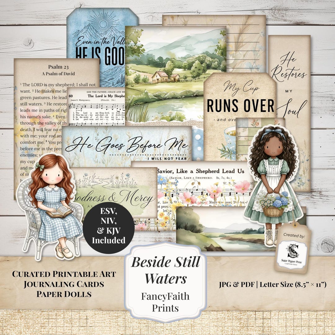 Faith Junk Journal Printables Kit | Psalm 23, Hymns, Landscapes (JPG ...