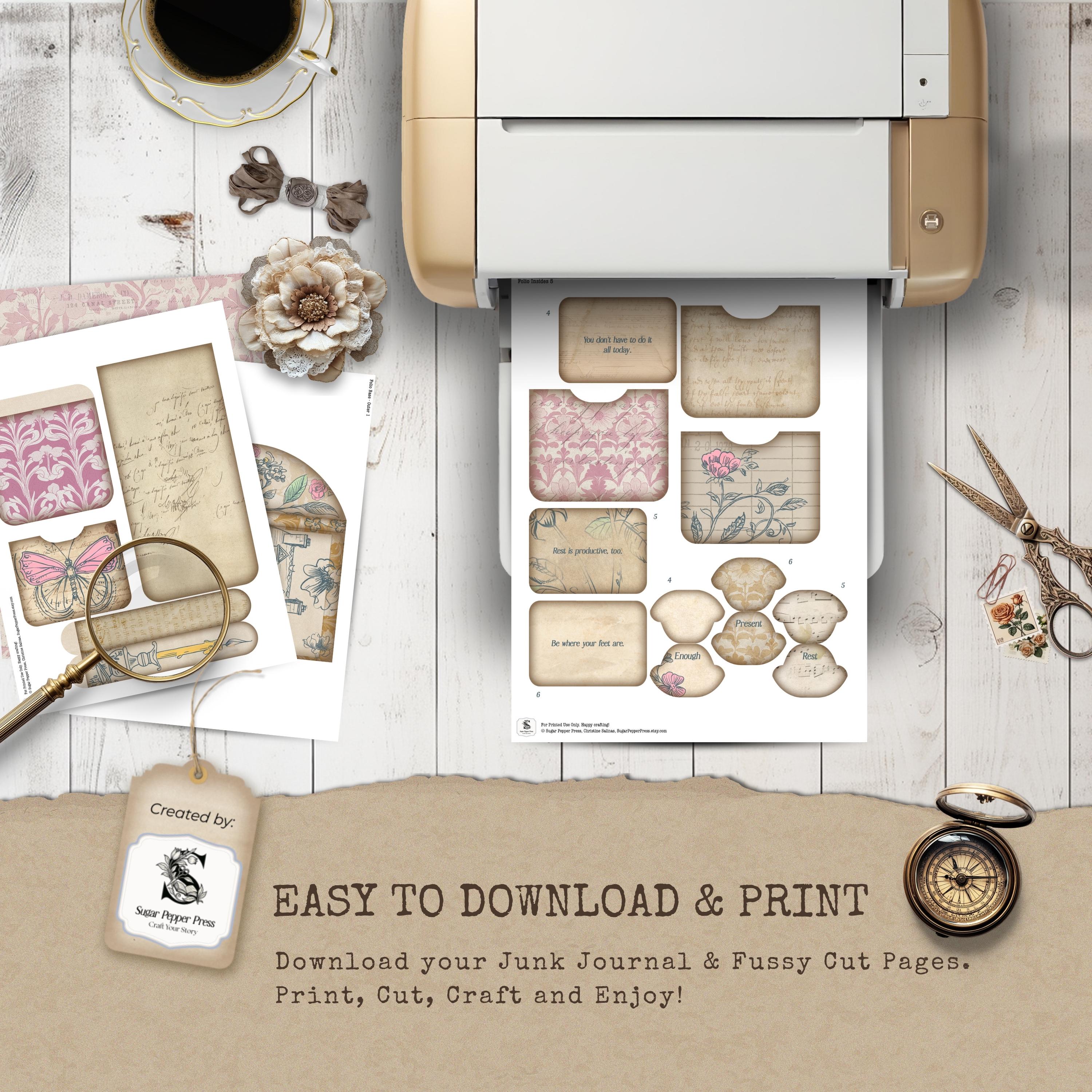 Spring Junk Journal, Shabby Chic Affirmation Folio (printable Kit ...