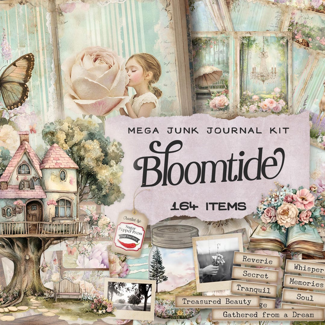 Spring Reverie Cottage Garden Junk Journal Kit, Shabby Chic Ephemera ...