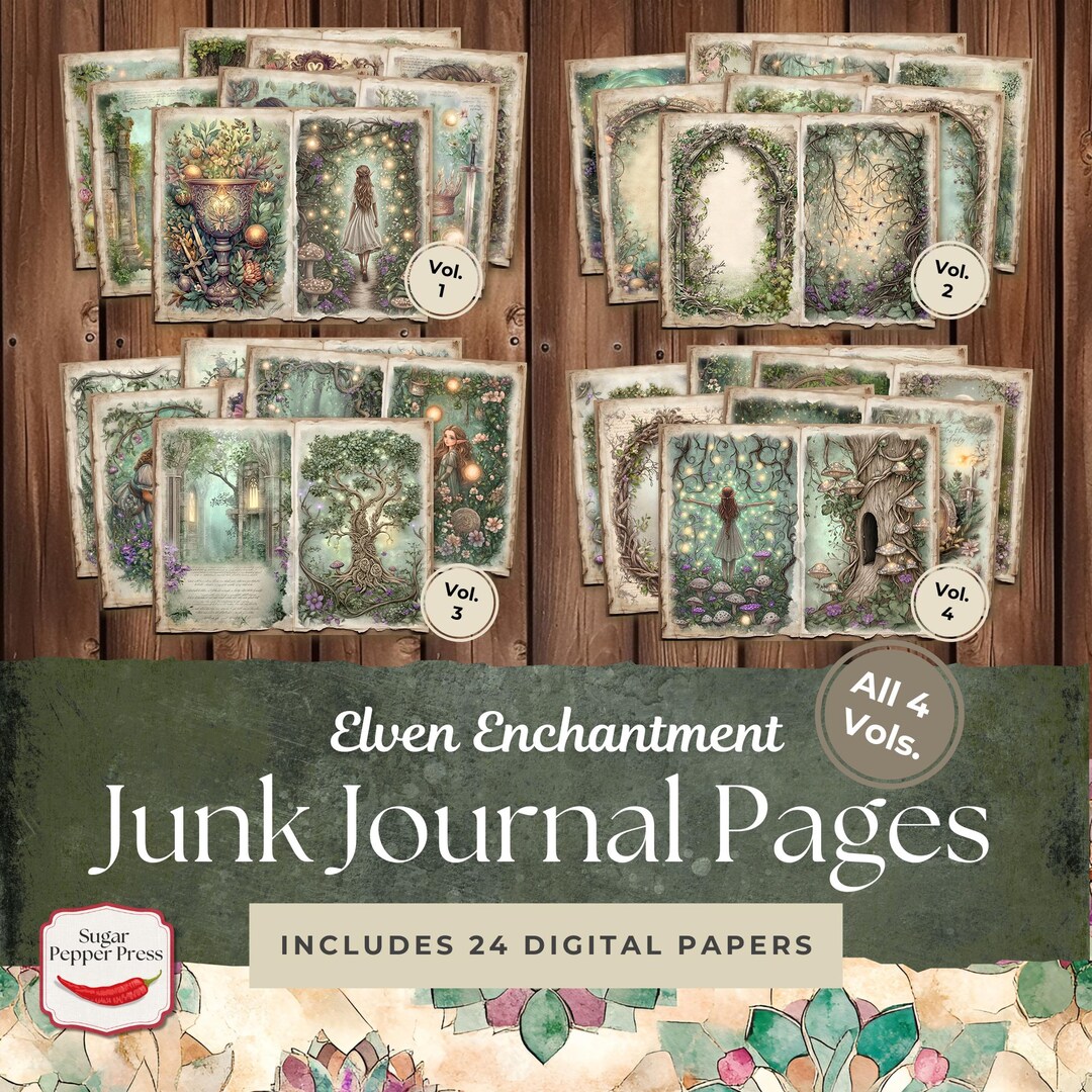 Elven Junk Journal Pages | Magical Forest, Nymph Fantasy (printable ...