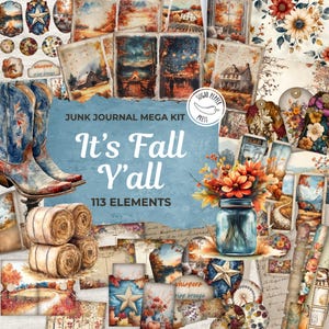 C'est l'automne Méga kit Texas Junk Journal pour tous | Pages confortables de décoration vintage à téléchargement numérique Lone Star Cottages, Lone Star Cottages