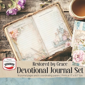 Kit de diario cristiano, paquete de diario de oración imprimible, crecimiento basado en la fe, espiritualidad, páginas de diario de las Escrituras, descarga digital PP005