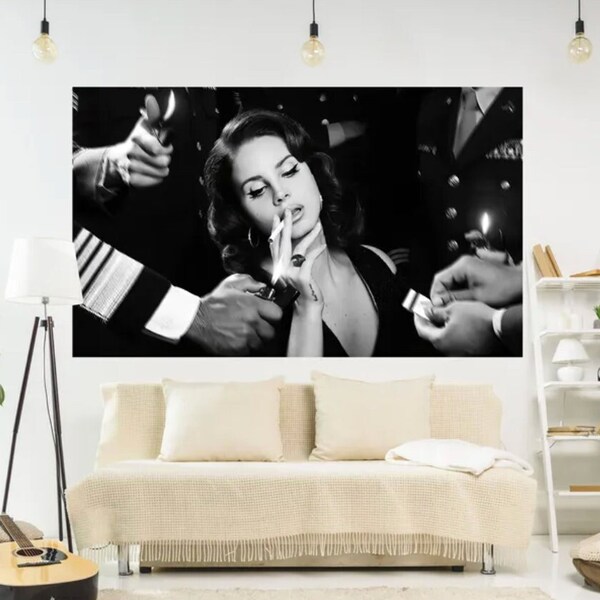 Lana Del Rey Poster Tapestry Wall Decor Smoking Printed Art Aesthetic Bedroom Or Home For Decoration