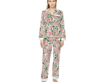 Mother of the Bride Satin Floral Pajama Pants Set