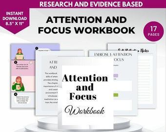 Feuilles de travail imprimables sur le plan d'attention et de concentration | Gestion de la productivité et de la procrastination, Auto-assistance pour le TDAH, Journal de concentration