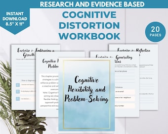 Cahier d'exercices de flexibilité cognitive pour la résolution de problèmes | Feuilles de travail sur les distorsions cognitives | Feuilles de travail thérapeutiques| Capacités d'adaptation, borderline, DBT, CBT, anxiété