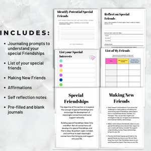 Peut inclure: Un cahier d'exercices imprimable avec des graphismes color&eacute;s et du texte qui se concentre sur la construction et le maintien d'amiti&eacute;s sp&eacute;ciales. Le cahier d'exercices comprend des invites pour la r&eacute;flexion personnelle, la tenue d'un journal et la cr&eacute;ation de nouvelles amiti&eacute;s.