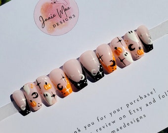 Halloween Presse auf den Nägeln | Benutzerdefinierte Drücken Sie auf die Nägel | Luxus Press on Nails | Drücken Sie auf die Nägel | Kurze und lange Presse auf den Nägeln