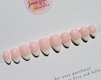 Customizable French Tip Press on Nails |Press On Nails with French Manicure Design | Extra Short to Long Luxury Gel Press On Nails