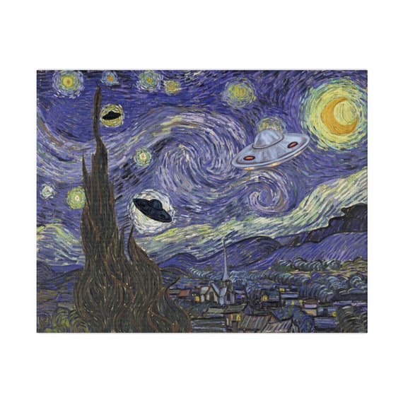 UFO の絵画、星月夜、ゴッホ、面白いギフト、エイリアン アート