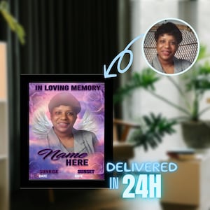 Custom Memorial Portrait with Angel Wings from Photo, Memorial Portrait, Personalized Memorial Portrait, In Loving Memory, Deceased Loss
