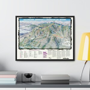 1991 Vintage Killington Mountain Ski Resort Map Leinwanddruck | "Beast of the East" Vermont Rustikale AirBnB Cabin Decor Wandkunst