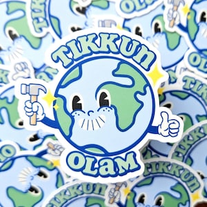 Tikkun Olam / Reparar el mundo / Pegatinas judías / Vinilo impermeable con estética retro