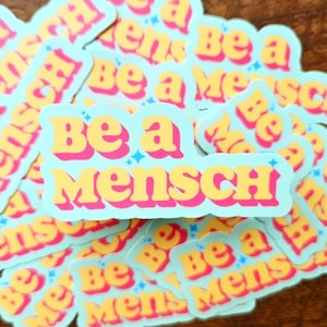 Soyez un sticker Mensch | Stickers juifs | Sticker esthétique rétro en vinyle imperméable