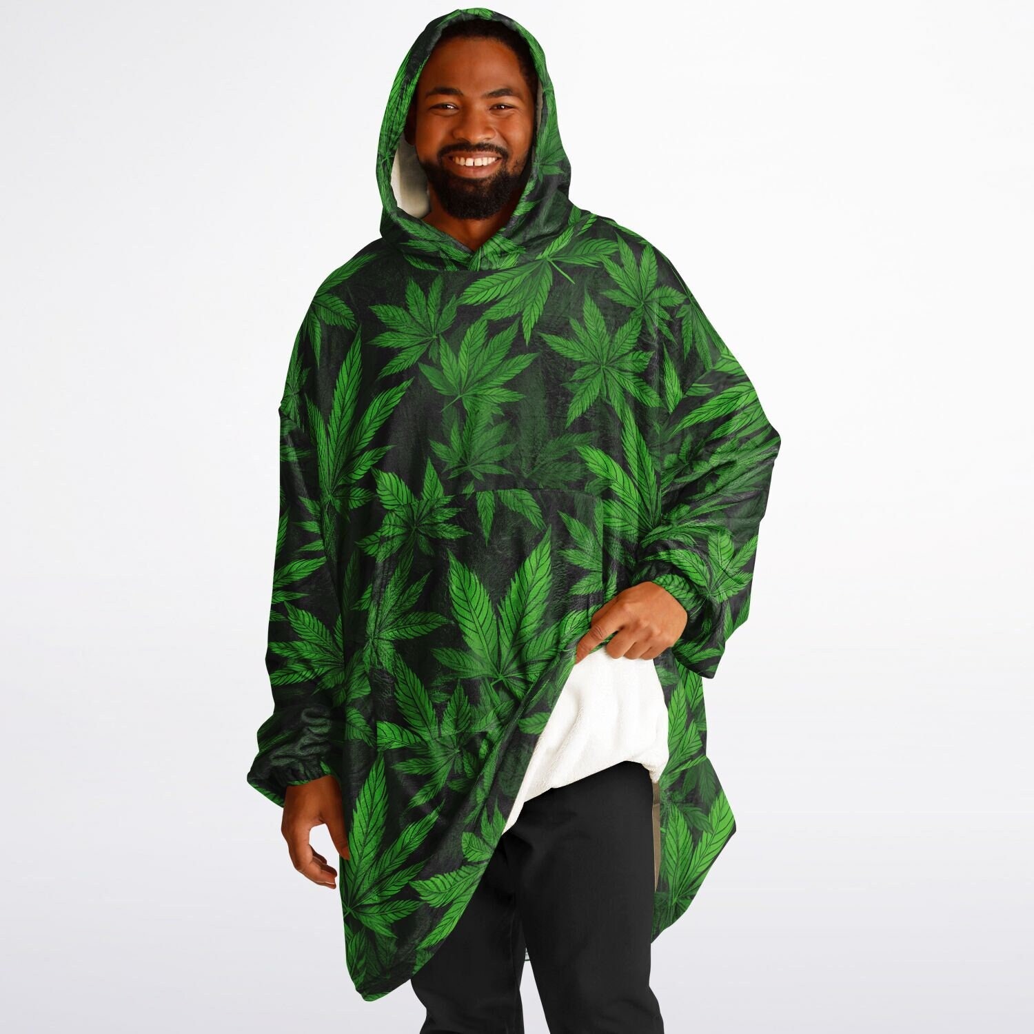 Weed Snuggle Hoodie- Microfiber Hooded Blanket Pullover Cannabis 