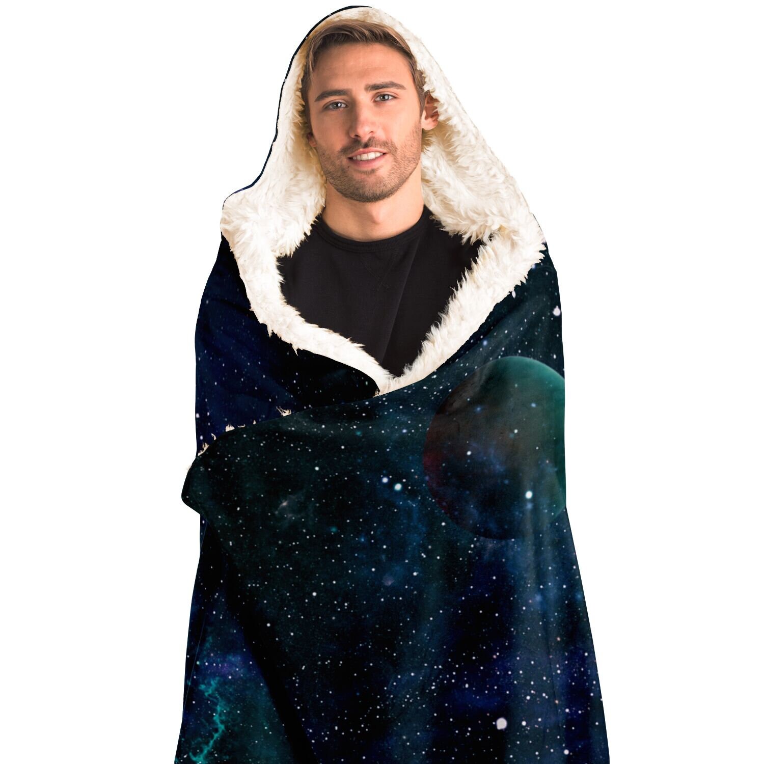 Constellation Print Pattern Hooded Blanket