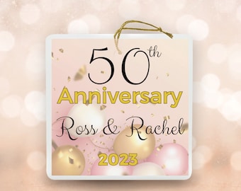 Custom Anniversary Ceramic Ornament: Personalized Couple Gift
