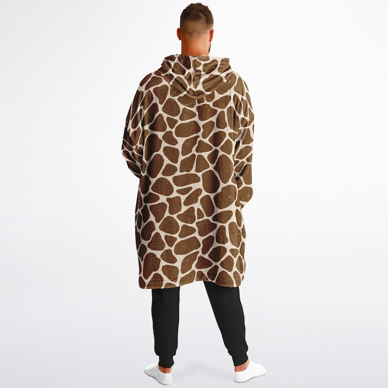 Giraffe Pattern Snuggle Hoodie Microfiber Hooded Blanket Pullover for