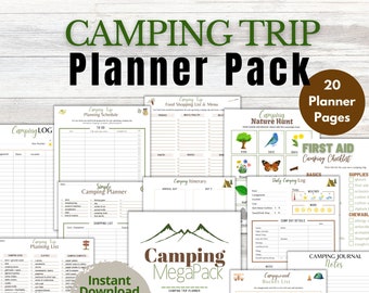 Pacote de Planejamento de Viagem de Acampamento | Itinerário, Refeições, Equipamentos (PDF)