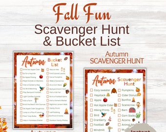 Lista de desejos e caça ao tesouro de outono | Atividades de outono para a família (PDF)