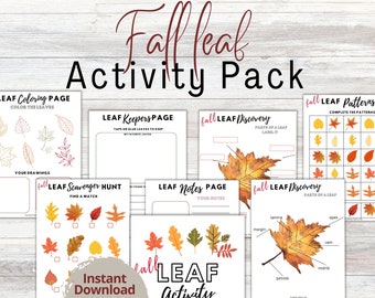 FALL LEAF ACTIVITY Pack | Fall Leaf Scavenger Hunt | Nature Printable | Parts of a Fall Leaf | Kids Outside Education |  Nature Leaf Notes