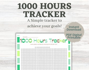 Planilha de 1000 horas de atividades ao ar livre | PDF para impressão (Download digital)