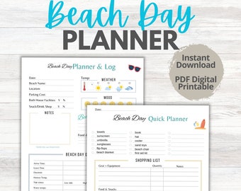 Planejador e Diário de Praia | Arquivo para Imprimir para Viagem de Verão (PDF)