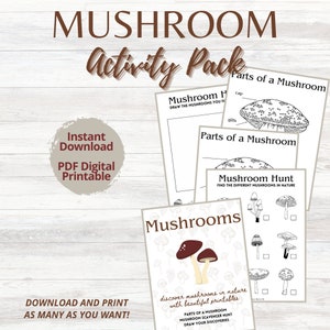 PILZ ENTDECKUNGSPACKUNG | Teile eines Pilzes | Pilz-Schnitzeljagd | Natur Printable | Kinder außerhalb Aktivität |  Natur Zeichenseiten