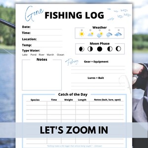 FISHING LOG PRINTABLE Fishing Trip Log Simple Fishing Log - Etsy
