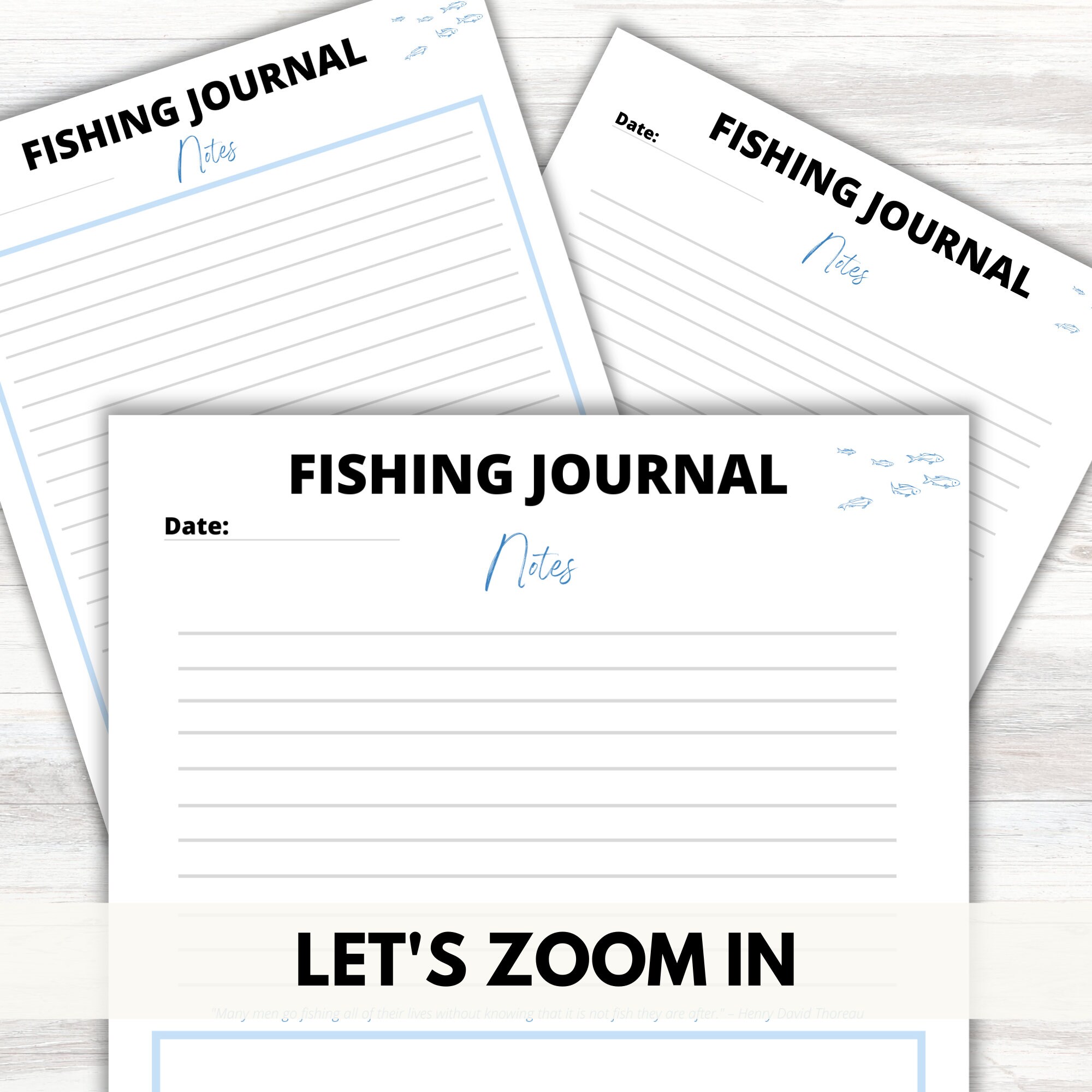 FISHING LOG &amp; JOURNAL Printable | Fishing Log | Monthly Fishing Log ...