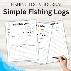 FISHING LOG &amp; JOURNAL Printable | Fishing Log | Monthly Fishing Log ...