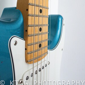 Blue Stratocaster Neck Guitar Print, Music Photography