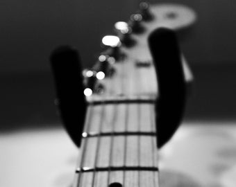 Guitar Neck Print, Stratocaster Guitar, Black and White Photography