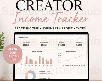 Influencer Income Tracker Excel Google Sheets | Creator Finance Budget Spreadsheet UGC Brand Deals