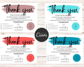 Thank You Card Bundle: Modern Business Insert Template (Editable in Canva)