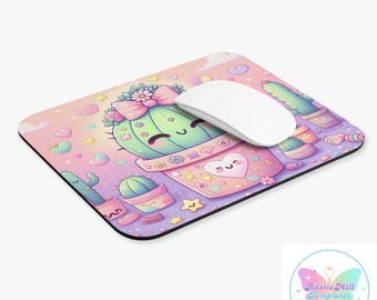 Kawaii Cactus Mousepad | Pastel Desk Decor