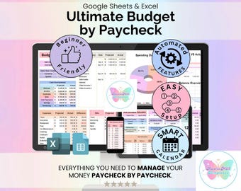 Ultimate Paycheck Budget Spreadsheet | Google Sheets & Excel (Digital Download)