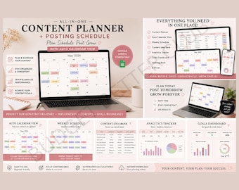 Content Planner for Creators 2026 | Social Media Calendar TikTok Instagram | Digital PDF Download
