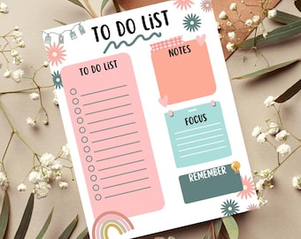 Colorful To-Do List Printable: Daily Planner, US Letter & A4 (PDF)
