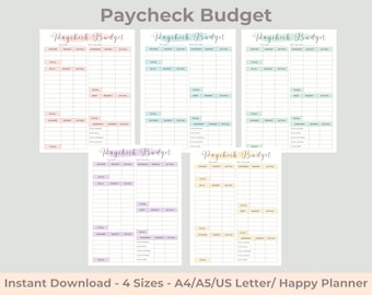 Paycheck Budget Tracker, Budget Overview, Planner, Organizer, Personal Finance, Savings, Expenses, Debt, Printable, PDF
