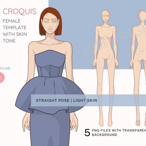 Fashion Female Figure Croquis Template | Light Skin Tone