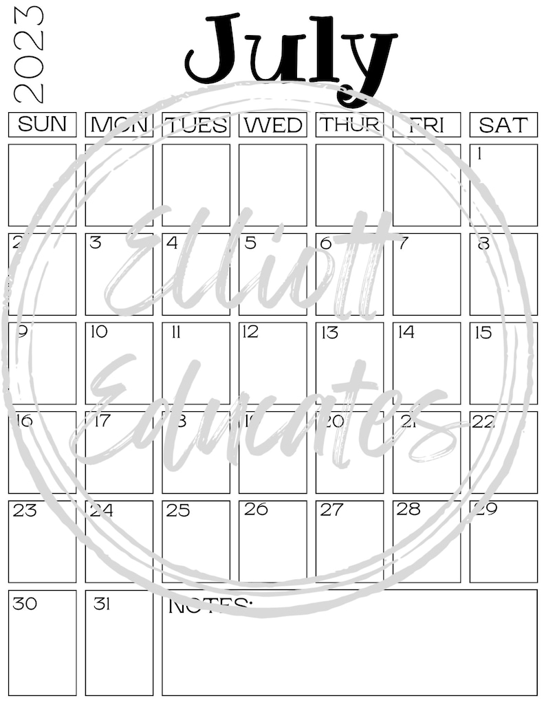 Calendar, 2023 Calendar, Blank Calendar, Fill in Calendar, Printable ...