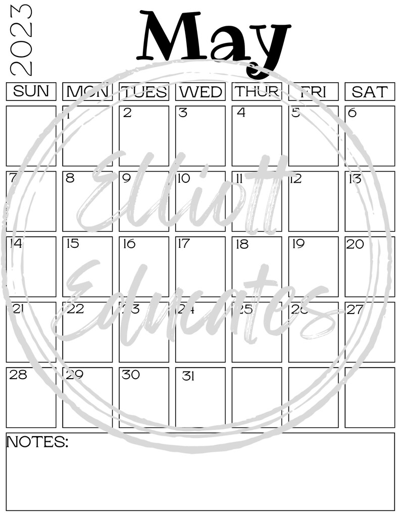 Calendar, 2023 Calendar, Blank Calendar, Fill in Calendar, Printable ...