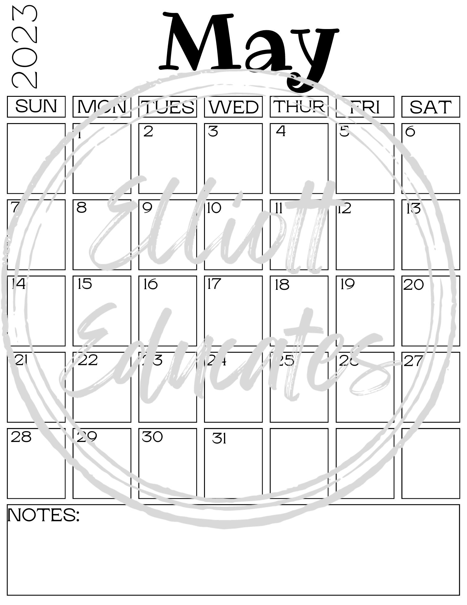 Calendar, 2023 Calendar, Blank Calendar, Fill in Calendar, Printable ...