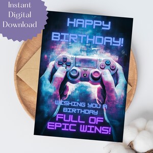 Videospiel-Geburtstagskarte für Teenager, Gamer-Geburtstagskarte für Sohn, Geburtstagskarte für ihn, Gaming-Karte für Papa, digitaler Download