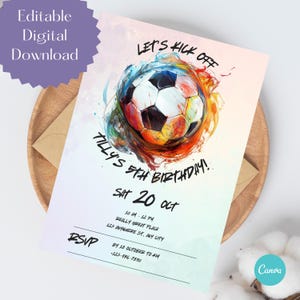 Editable Soccer Invitation, Soccer Birthday, Sports Theme, Soccer Invitation, Soccer Birthday Invitation, Soccer Invitation Template