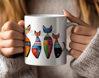 Mosaic Cat Mug, Cat Mug, Cat Mug for Mothers Day, Gift for her, Cat Lovers Mug, Cat Coffee Cup, Pet Owner Gift, Fun Mug, Cat Lover Gift